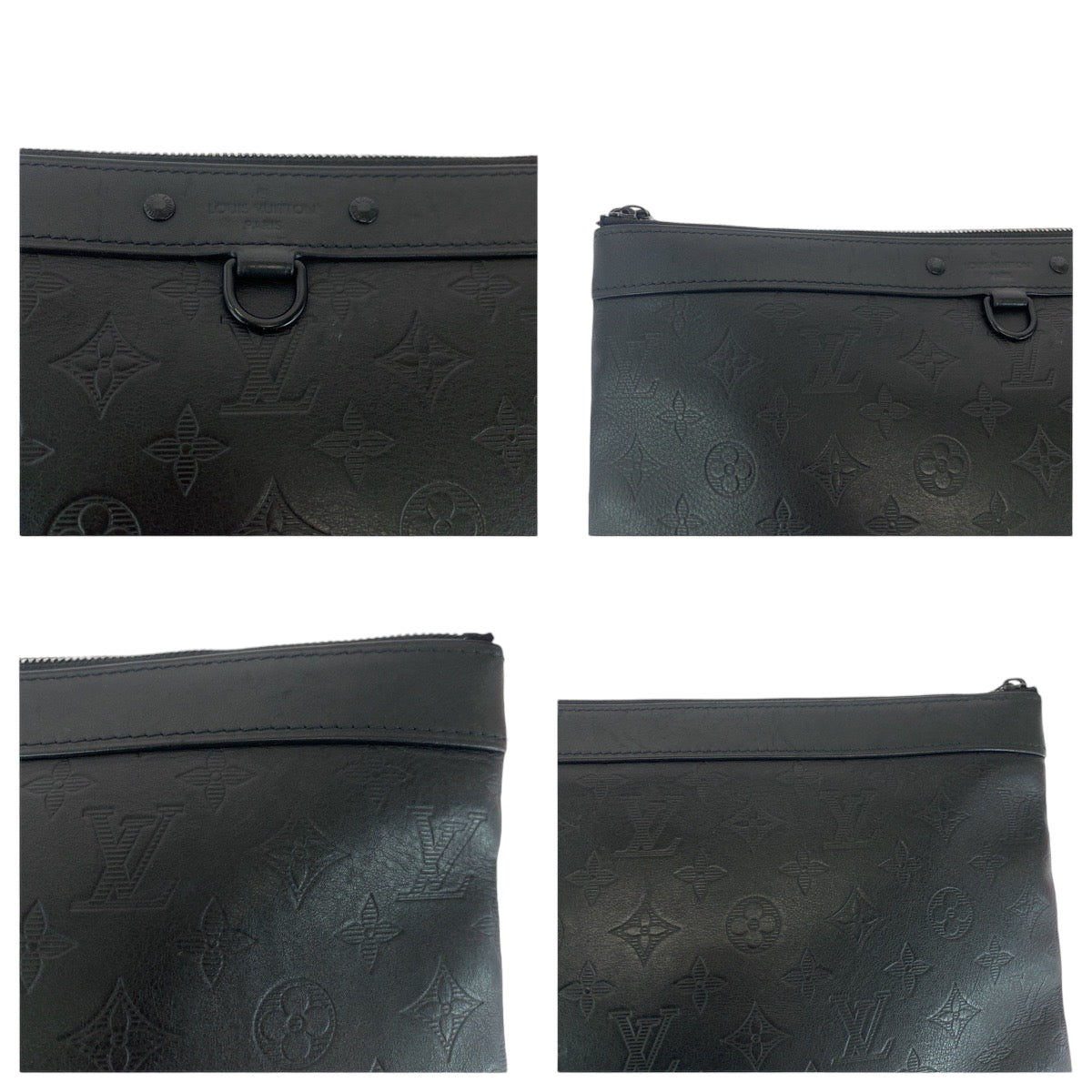 LOUIS VUITTON Clutch bag M62903 leather Black black Clutch bag business bag Monogram shadow Pochette Discovery mens Used