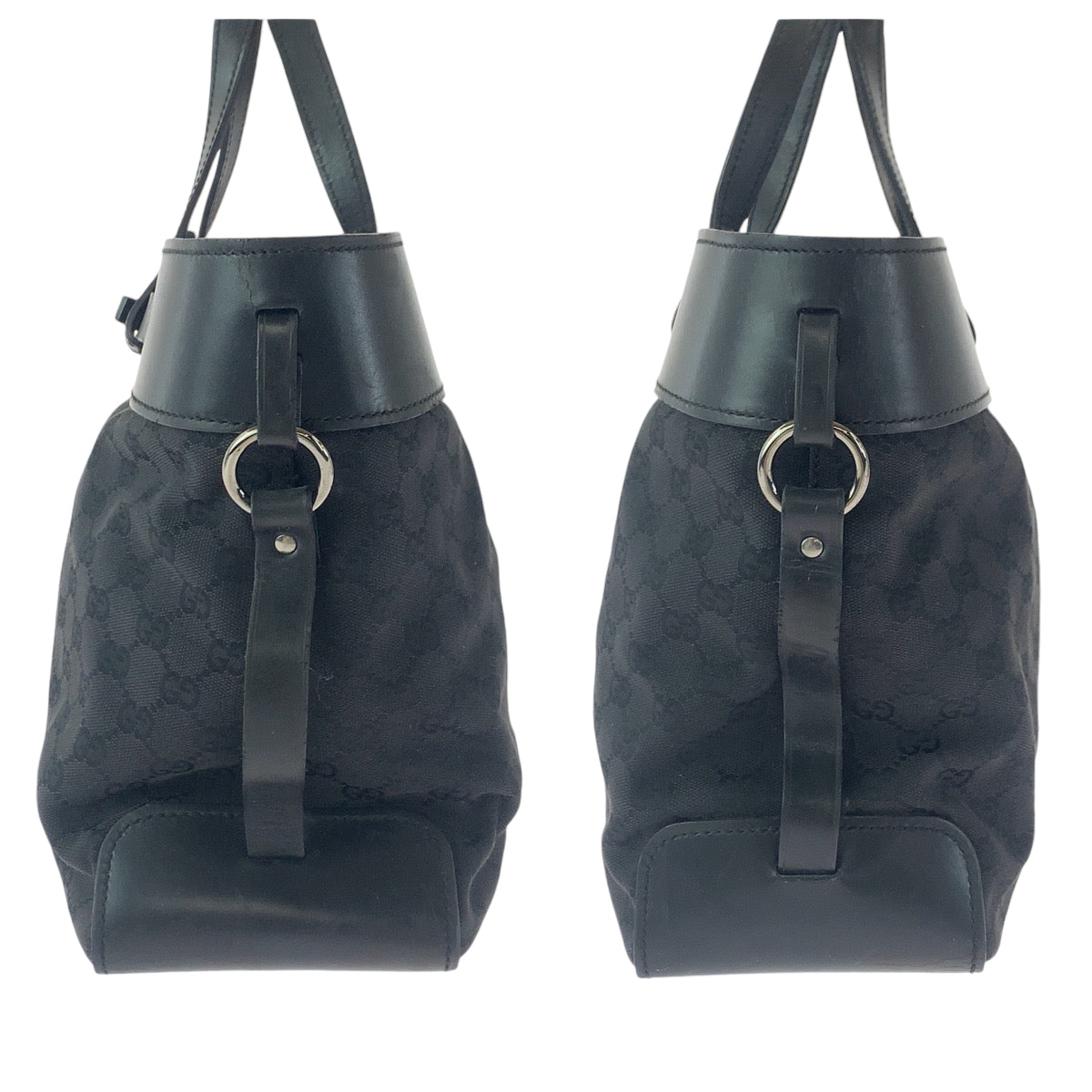 GUCCI Tote Bag 106251 GG canvas Black SilverMetal Tote Bag Shoulder Bag Women Used