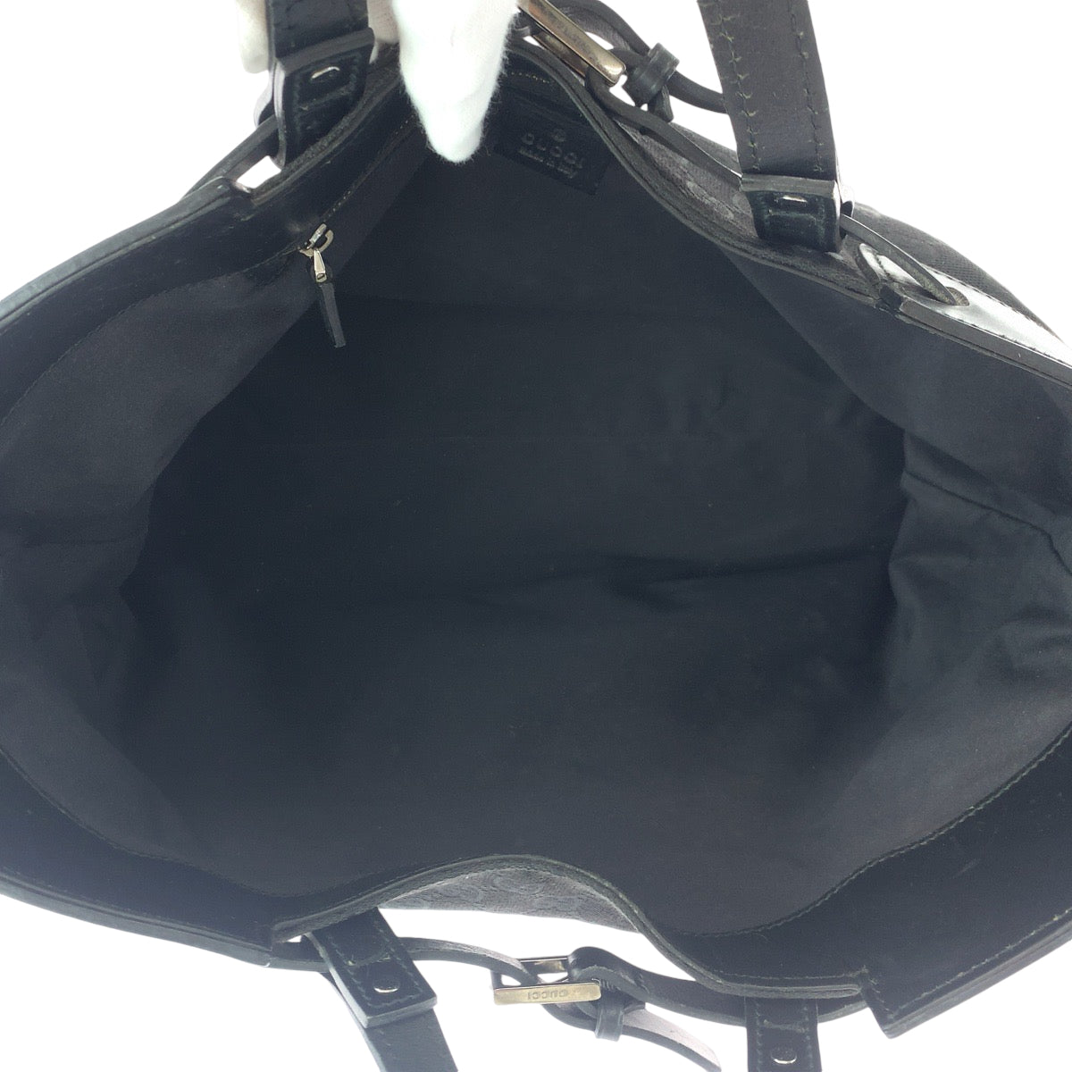 GUCCI Tote Bag 106251 GG canvas Black SilverMetal Tote Bag Shoulder Bag Women Used