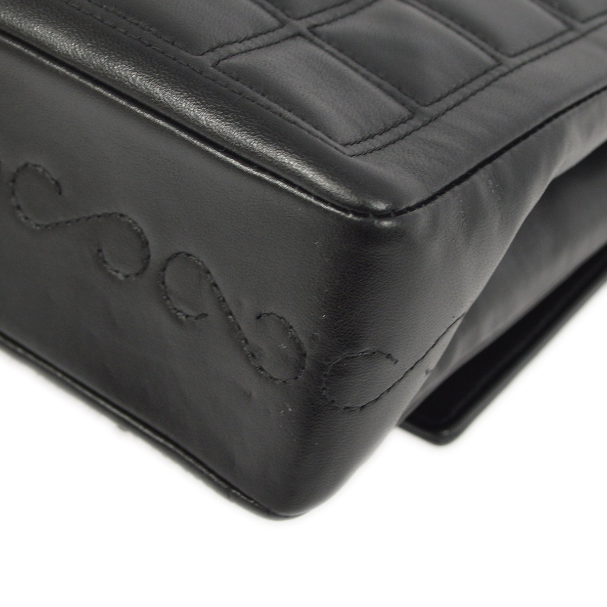 Chanel Black Lambskin Mademoiselle Lock Choco Bar Shoulder Bag