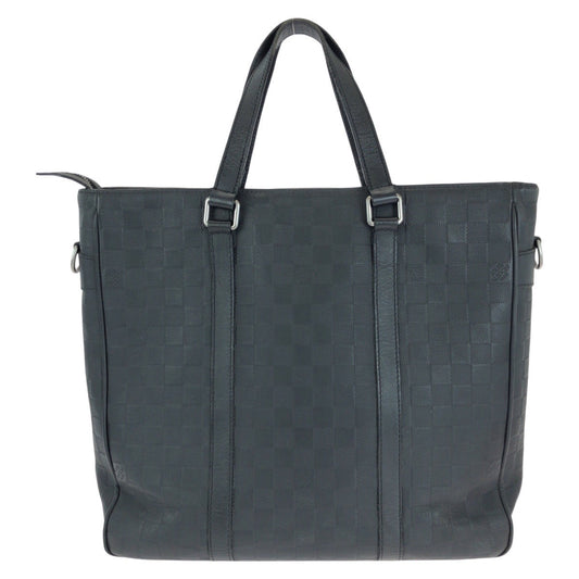 LOUIS VUITTON Business bag N41467 leather Black Gunmetal Business bag Tote Bag Damier Anfini Tadao PM mens Used