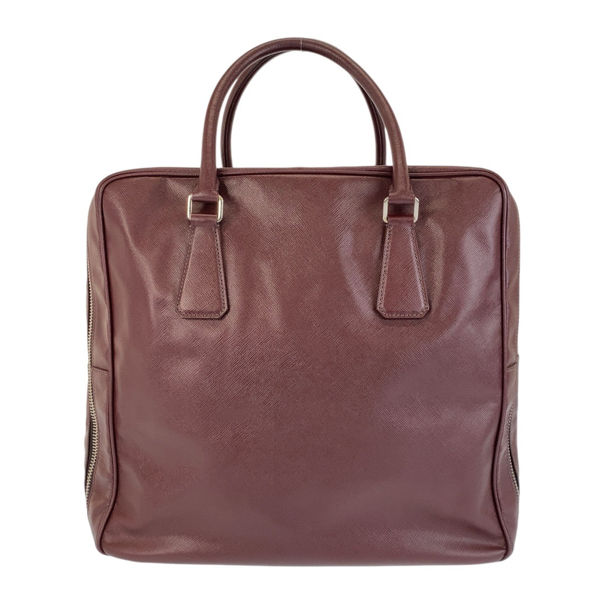 Prada Saffiano Triangle Logo Plate Leather 2way Boston Bag