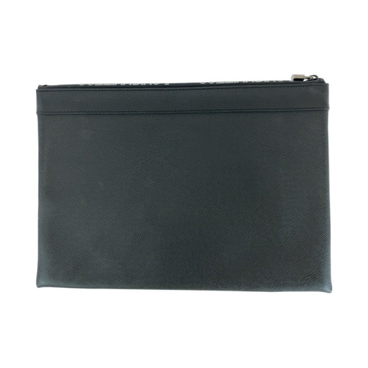 LOUIS VUITTON Clutch bag M30086 leather Black SilverMetal Clutch bag business bag Taiga Pochette Apollo mens Used