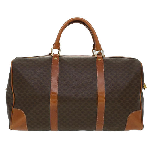 Luxury CELINE Macadam Canvas Boston Bag PVC Leather Brown 41269