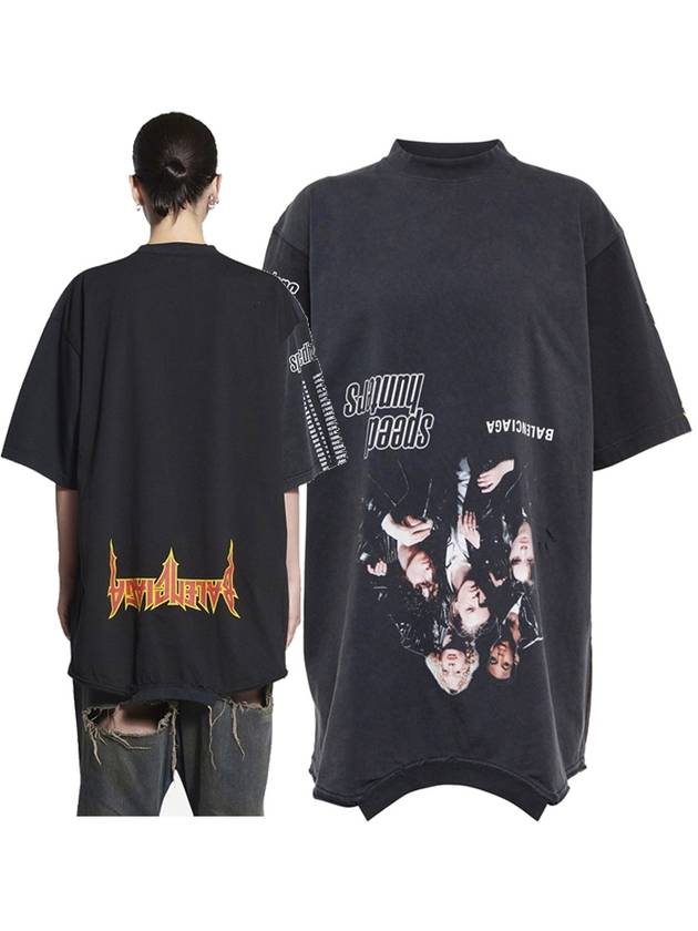 Luxury Balenciaga Trending 2026 Speed Hunter Upside Down Oversized Short Sleeve T-shirt Black