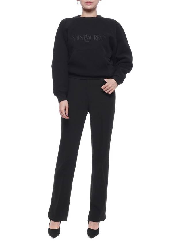 Luxury Saint Laurent Trending 2025 Embroidered Logo Cotton Sweatshirt Black