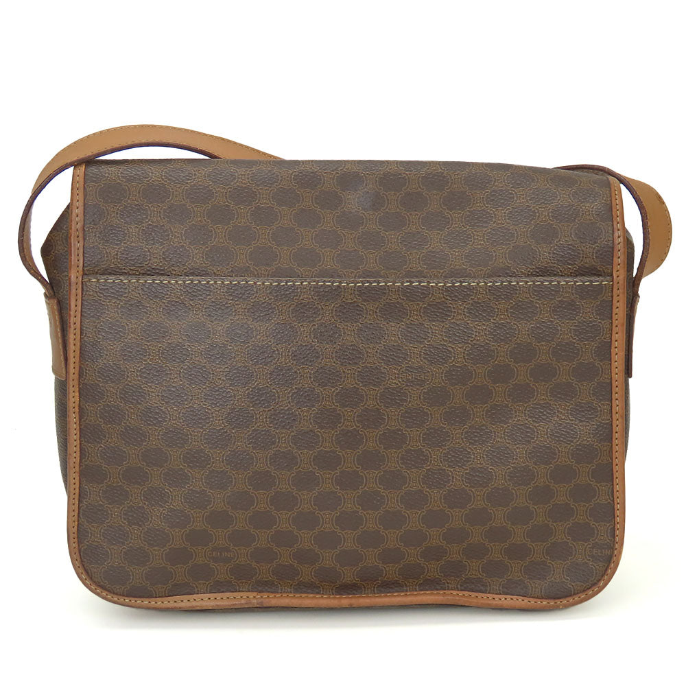 CELINE Shoulder Bag Leather, PVC Brown Macadam Women