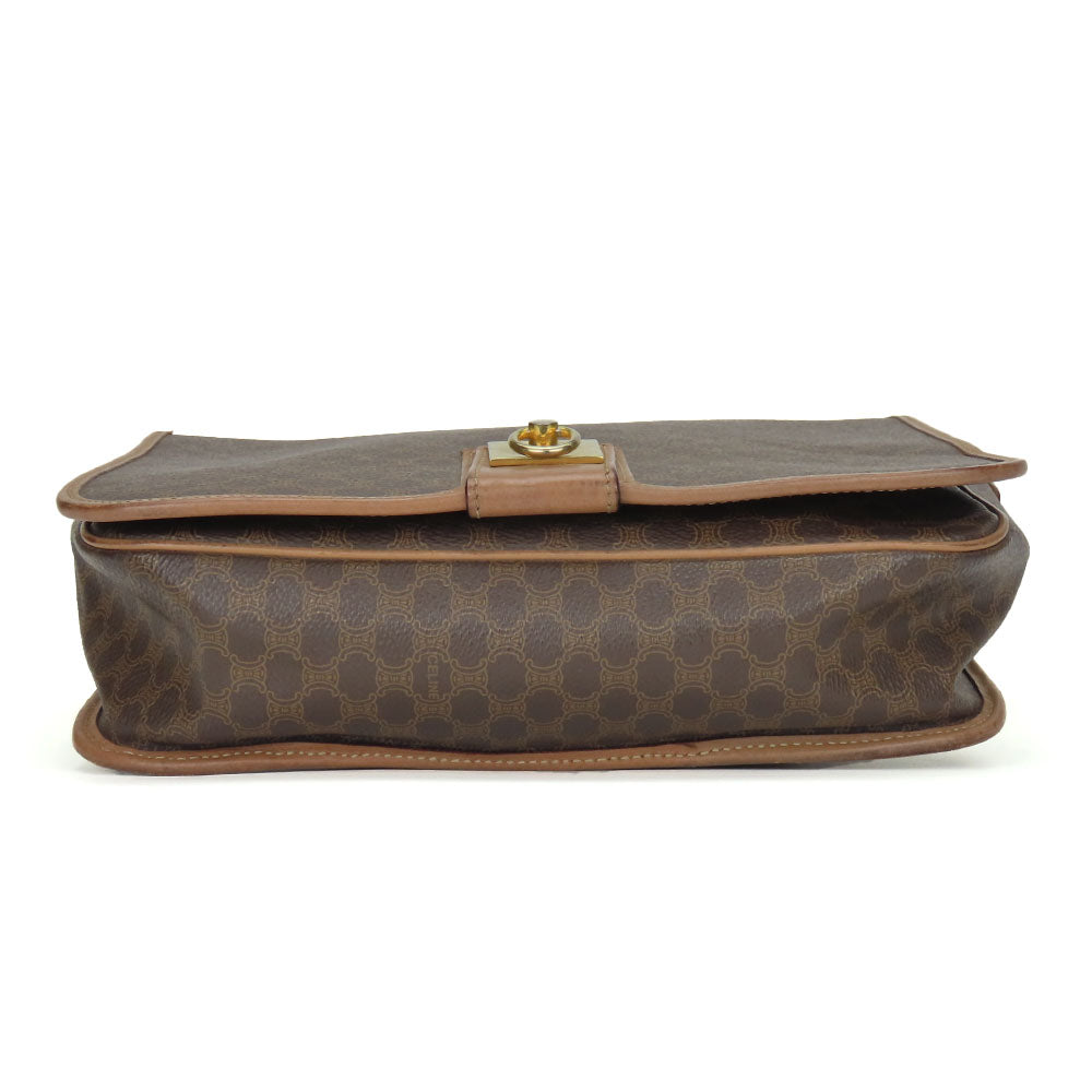 CELINE Shoulder Bag Leather, PVC Brown Macadam Women