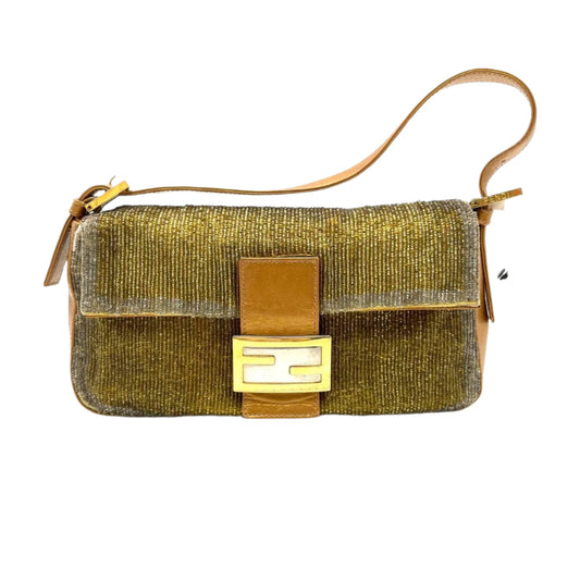 Fendi Baguette Vintage Gold beads and Gold Iridescent Leather
