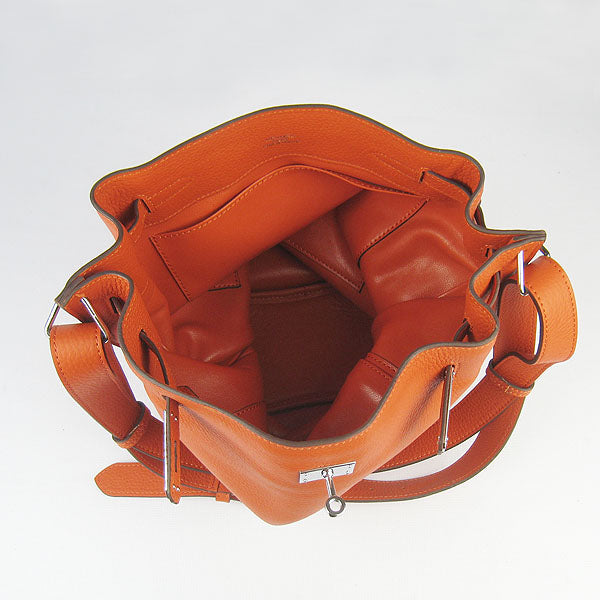 Luxury Hermes Nappa Leather Shoulder Bag H2804 orange Silver