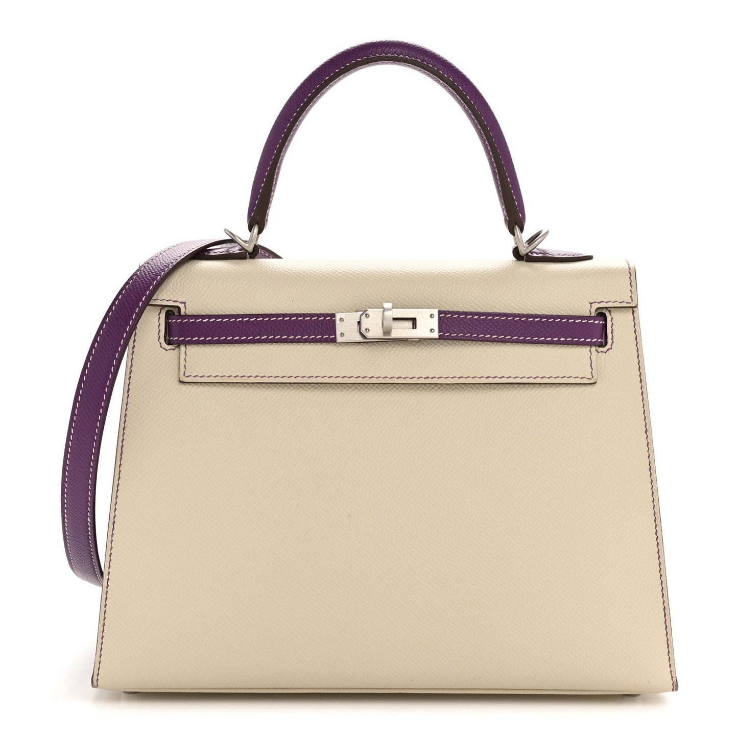 Hermes Epsom Bi-Color Horseshoe Kelly Sellier 25 Craie Anemone