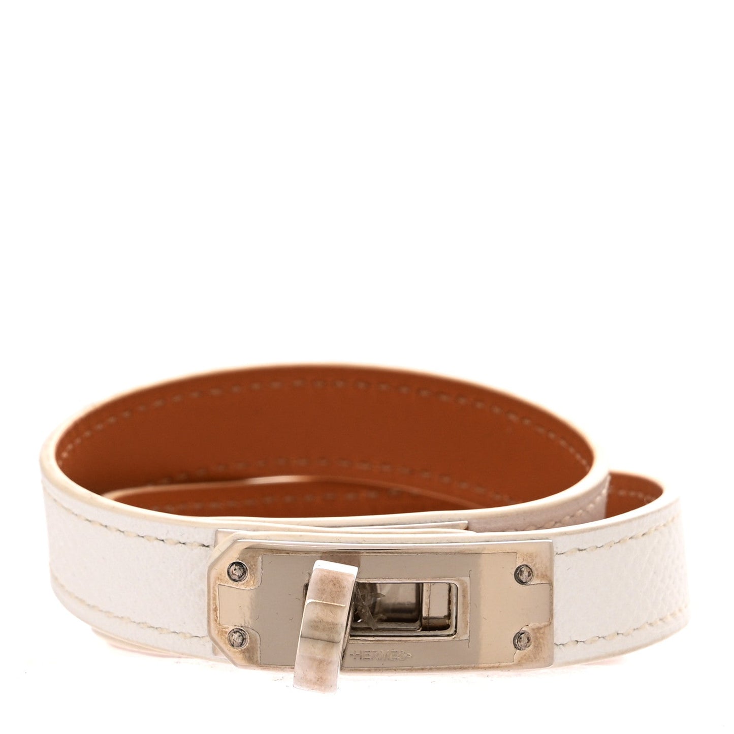 Hermes Epsom Kelly Double Tour Bracelet S White