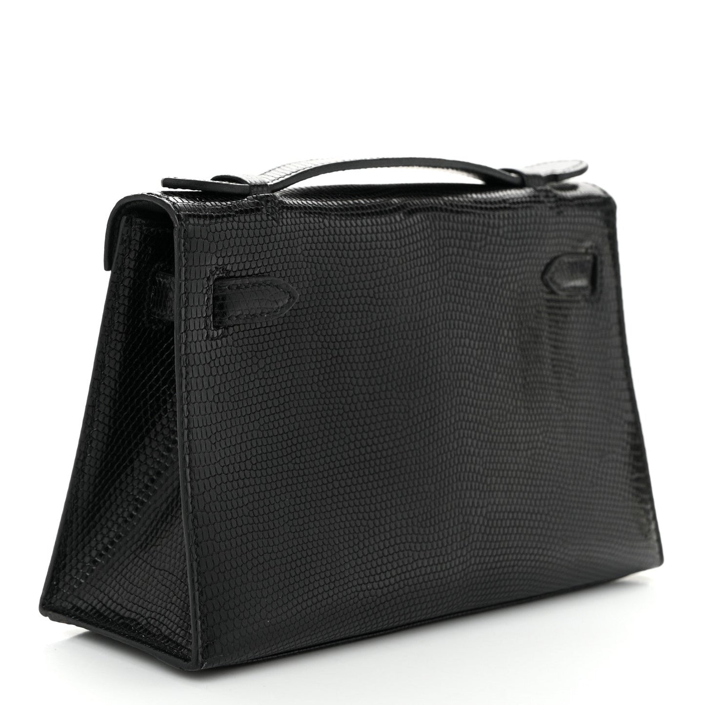 Hermes Lizard Kelly Pochette Clutch Black