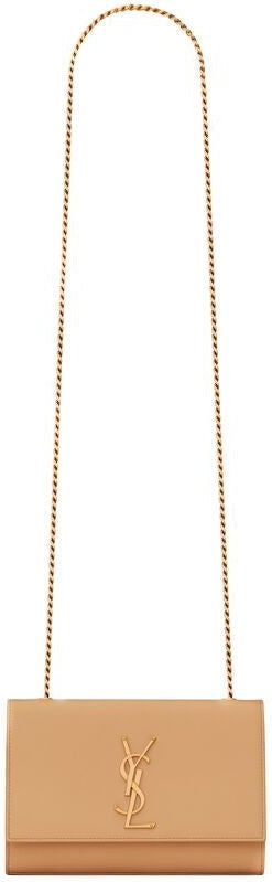 Luxury Saint Laurent Trending 2025 Women's Kate Logo Plaque Shoulder Bag in Dk Hummus | 469390BOW0W7019