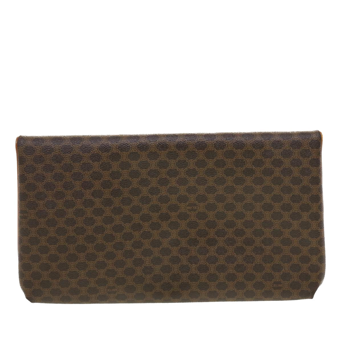 Luxury CELINE Macadam Canvas Clutch Bag PVC Leather Brown  42837