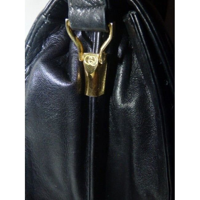 Gucci Padlock Bag Two Way Top Handle With Strap Black Leather Satchel