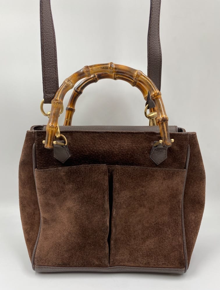 Gucci Bamboo Leather Suede Tote Style 2