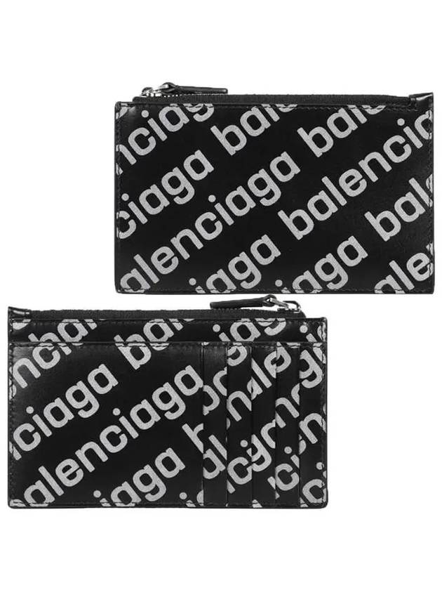 Luxury Balenciaga Trending 2026 All Over Logo Card Wallet Black