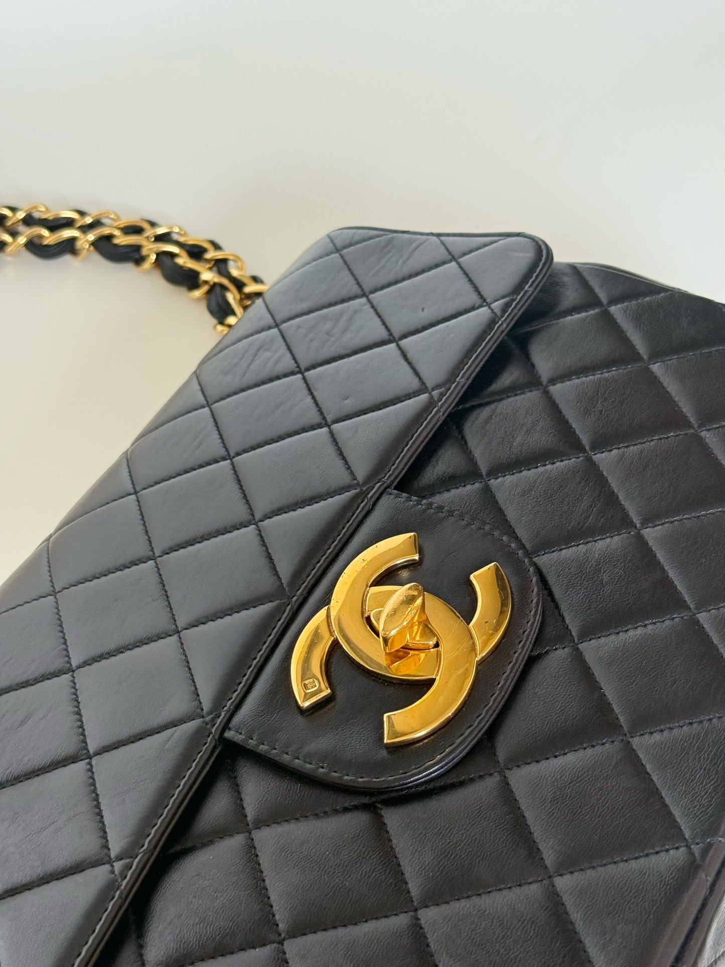 Chanel  Quilted Lambskin Classic Single Flap Bag Jumbo Black