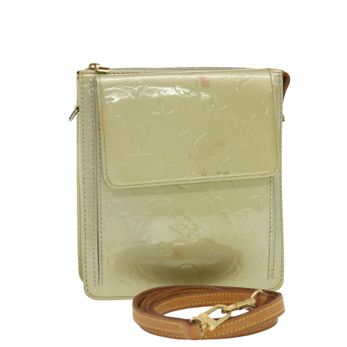 LOUIS VUITTON Monogram Vernis Motto Accessory Pouch Gris M91030 LV Auth 43821