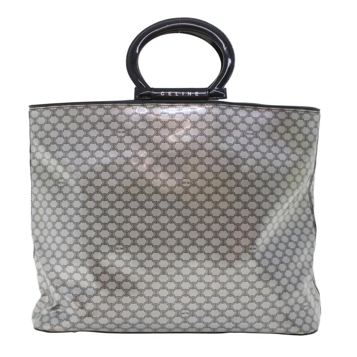 Luxury CELINE Macadam Canvas Hand Bag Enamel Silver  43874