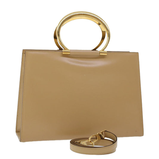 Luxury CELINE Hand Bag Leather 2way Beige  43929