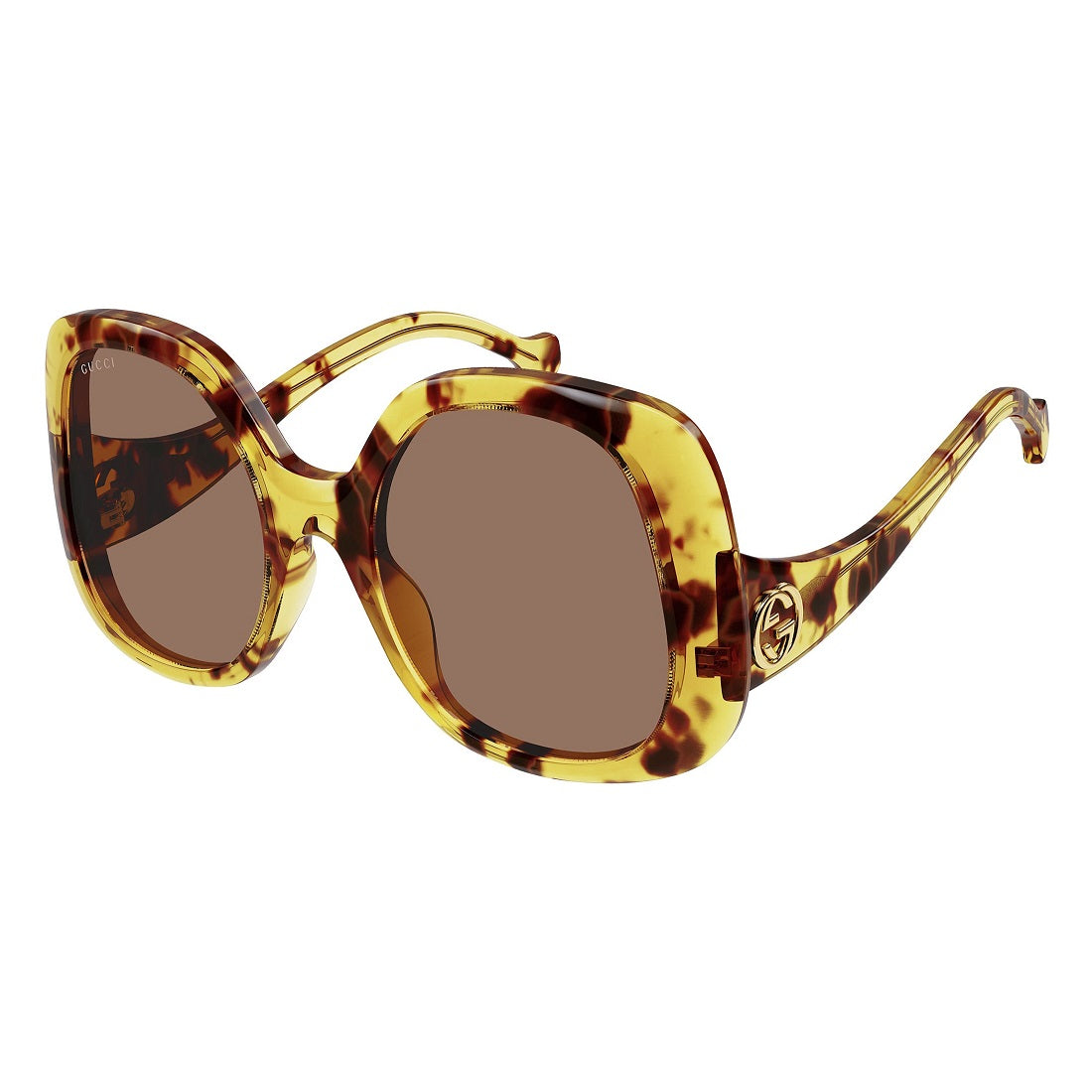 Gucci Sunglasses Square Full Rim, Havana Frame and Brown Lens GG1235S002