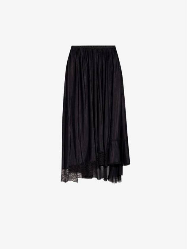 Luxury Balenciaga Trending 2026 Lace Trimmed A-Line Skirt Black