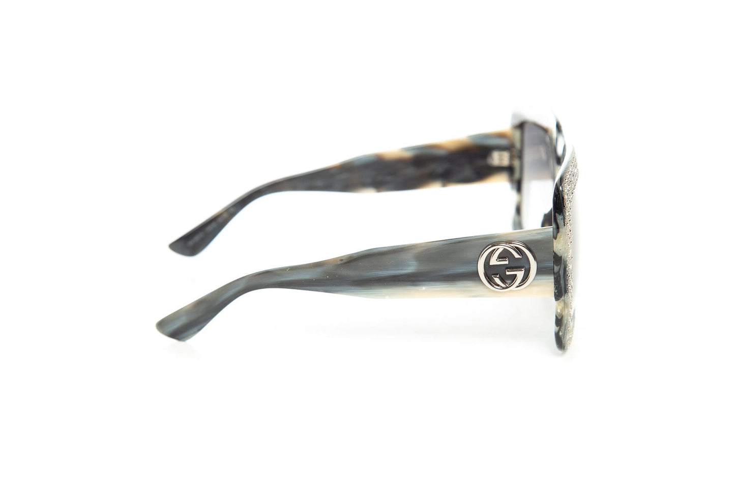 Gucci Silver Rhinestone Large Square Sunglasses