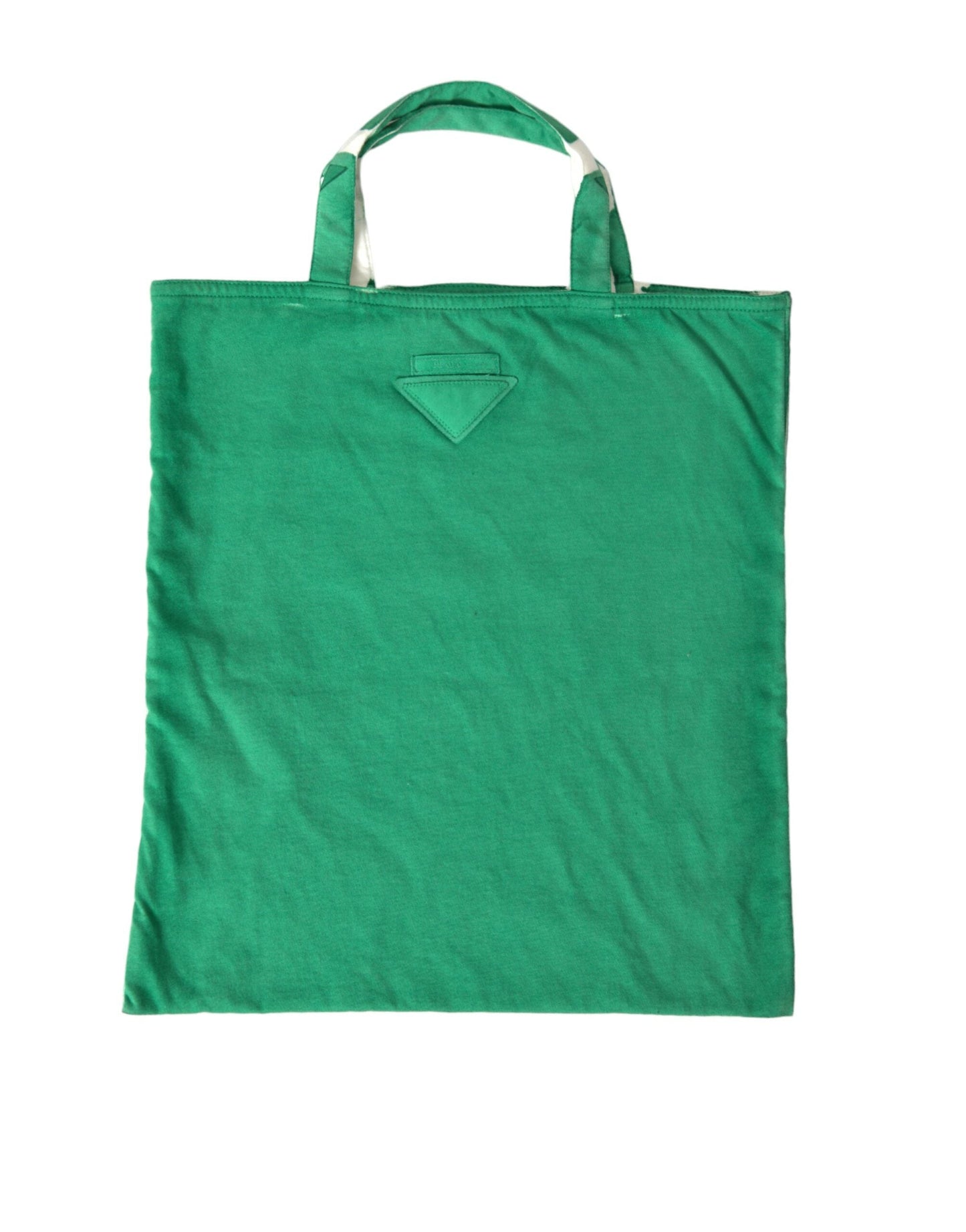 Prada Green Jersey Fabric Logo Shoulder Shopping Tote Shopping Women's Bag