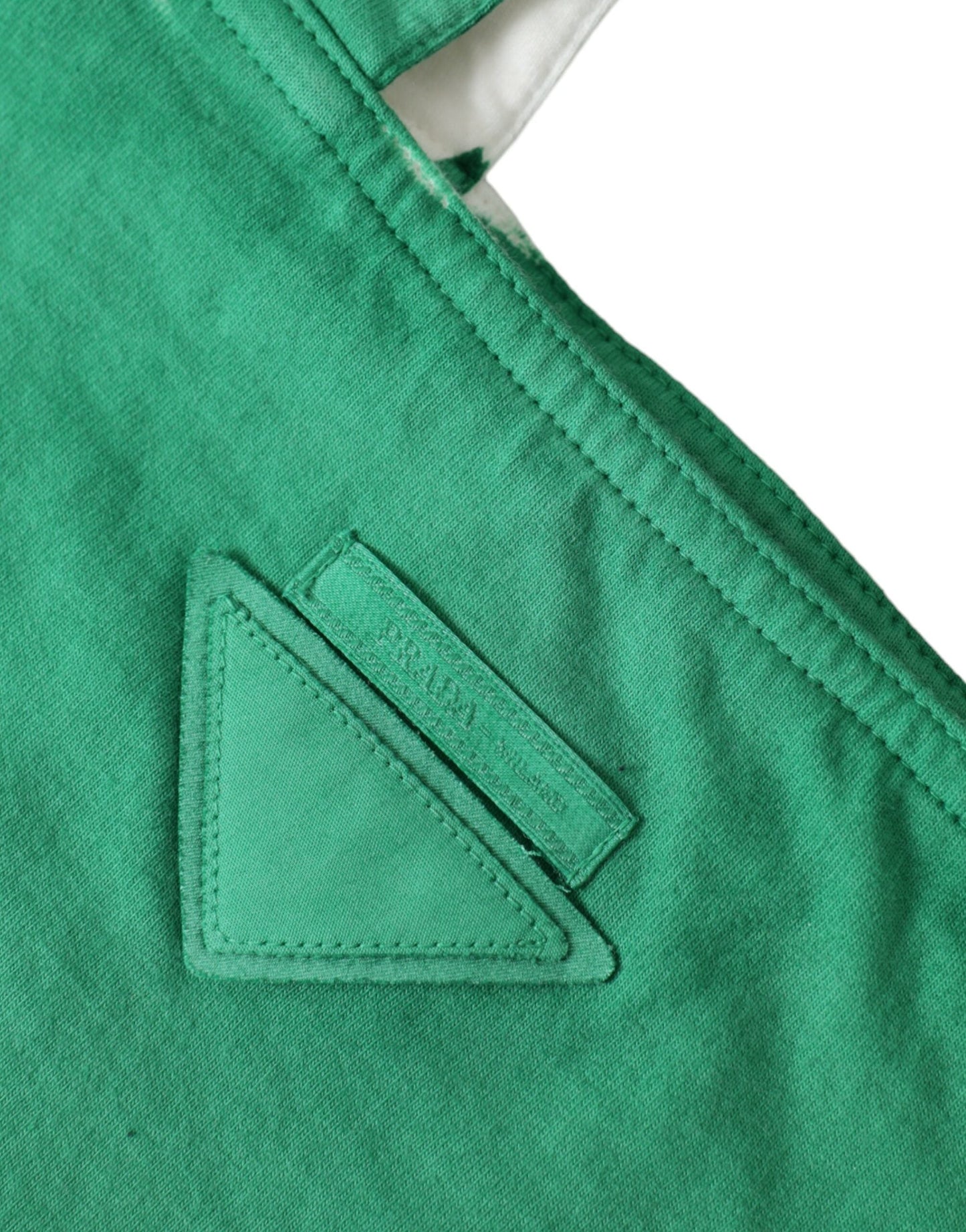 Prada Green Jersey Fabric Logo Shoulder Shopping Tote Shopping Women's Bag