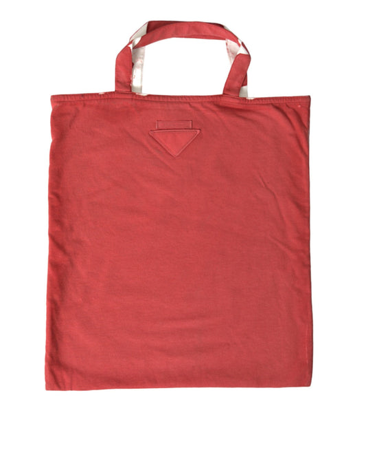 Prada Red Jersey Fabric Logo Shoulder Shopping Tote Women's Bag