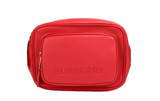 Burberry Small Branded Bright Red Grainy Leather Camera Crossbody Women's Bag