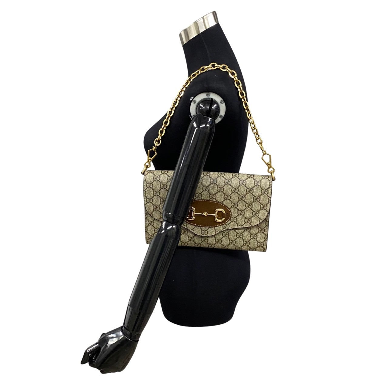 Gucci 1955 Horsebit GG Supreme Leather Shoulder Bag