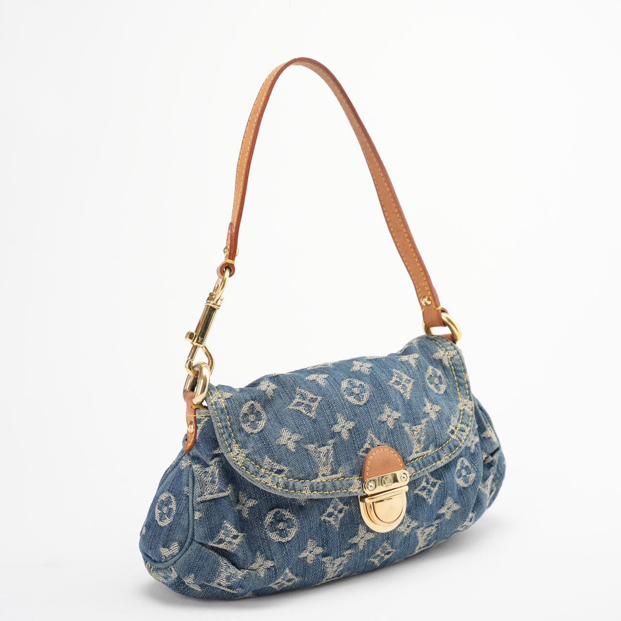 Louis Vuitton  Shoulder Handbag Monogram Denim Mini Pretty Canvas Leather Blue
