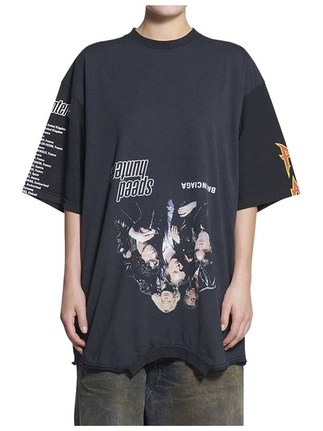Luxury Balenciaga Trending 2026 Speed Hunter Upside Down Oversized Short Sleeve T-shirt Black