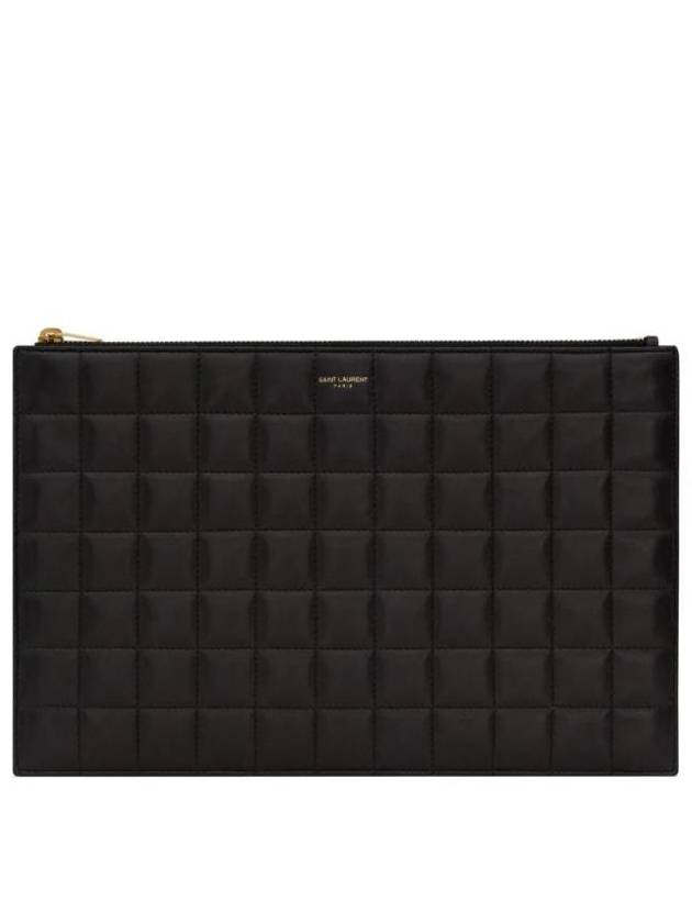 Luxury Saint Laurent Trending 2025 Quilted Leather Card Wallet Black