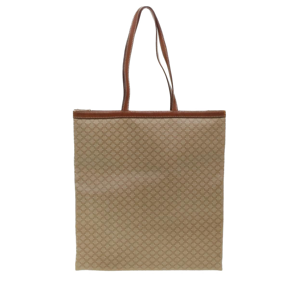 Luxury CELINE Macadam Canvas Shoulder Bag PVC Leather Beige  45023