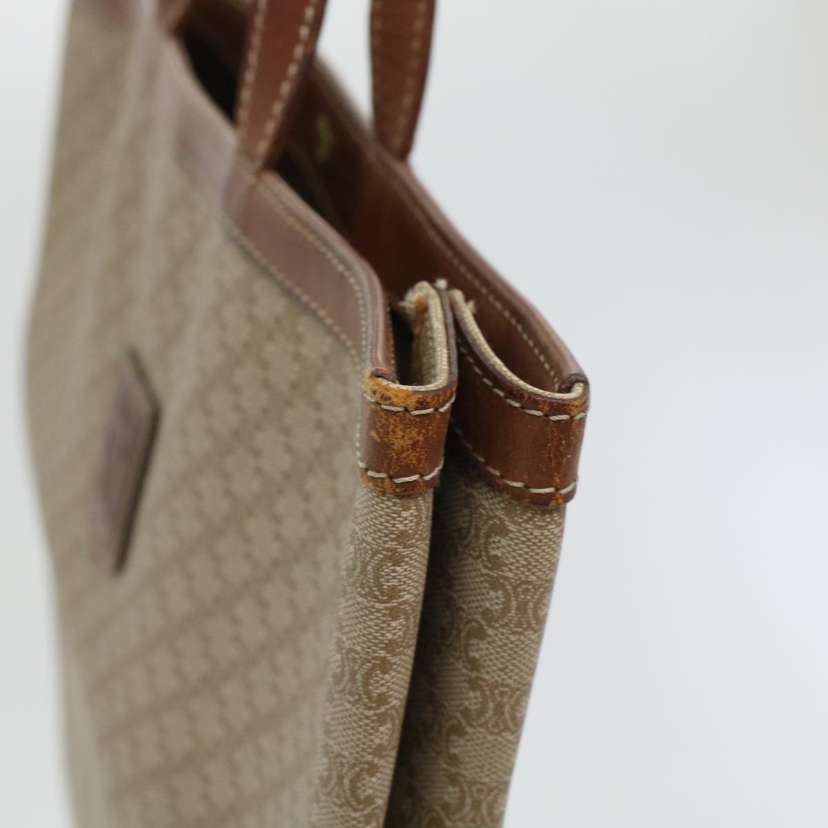 Luxury CELINE Macadam Canvas Shoulder Bag PVC Leather Beige  45023