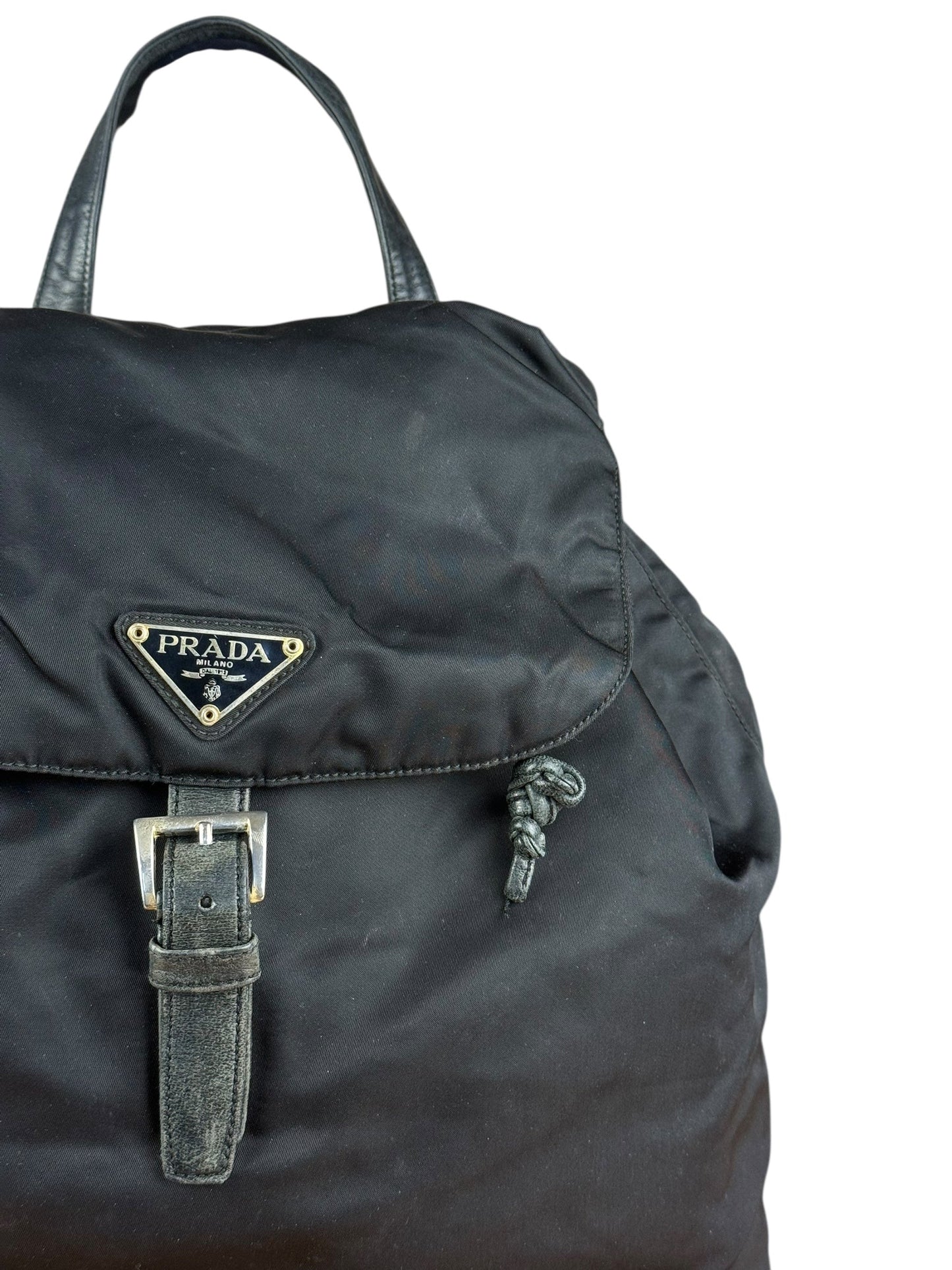 Prada   Black Nylon Drawstring Backpack