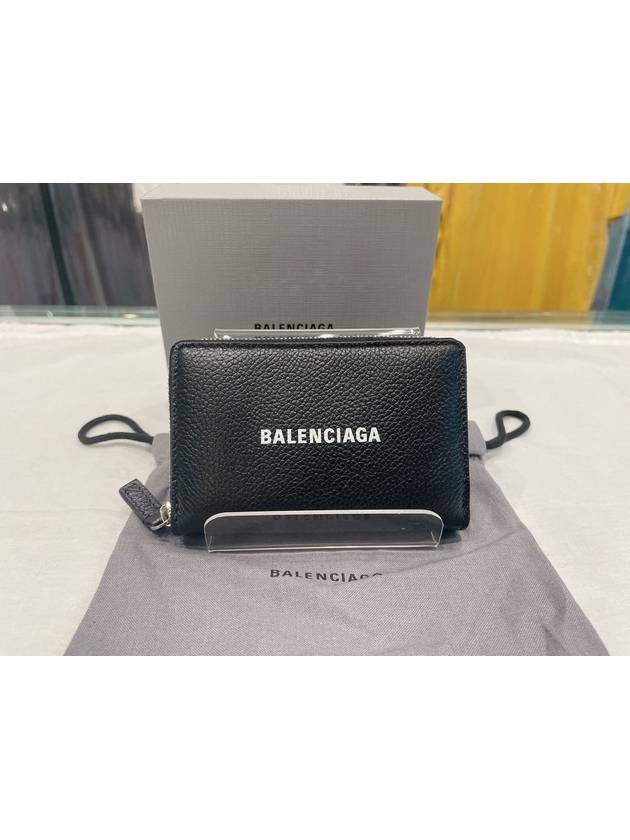 Luxury Balenciaga Trending 2026 Logo Zip Around Half Wallet Black