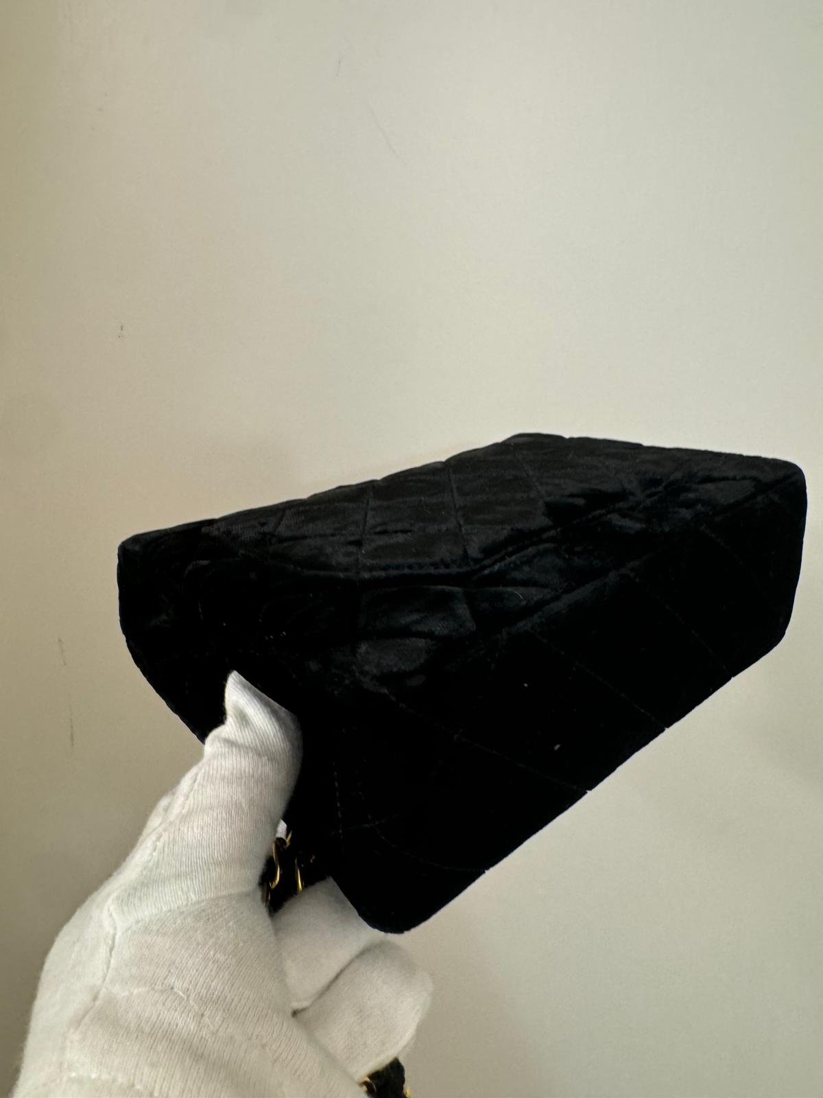 Chanel  Mini Velvet Flap bag Black gold hardware