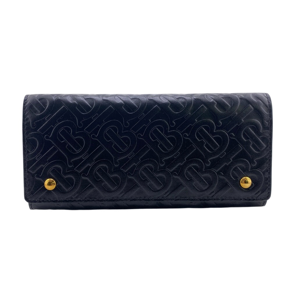 BURBERRY Long Wallet Purse 8011605 leather black HERONMONOGRAM