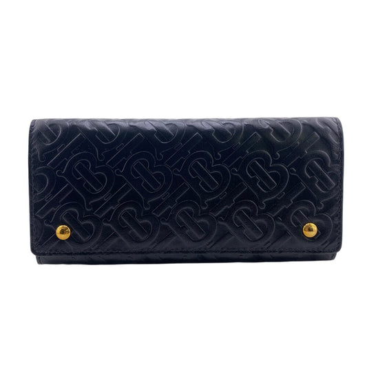 BURBERRY Long Wallet Purse 8011605 leather black HERONMONOGRAM