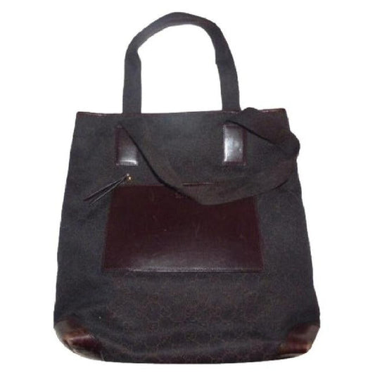 Gucci Webby Vintage Brown Leather And Gg Leather Tote