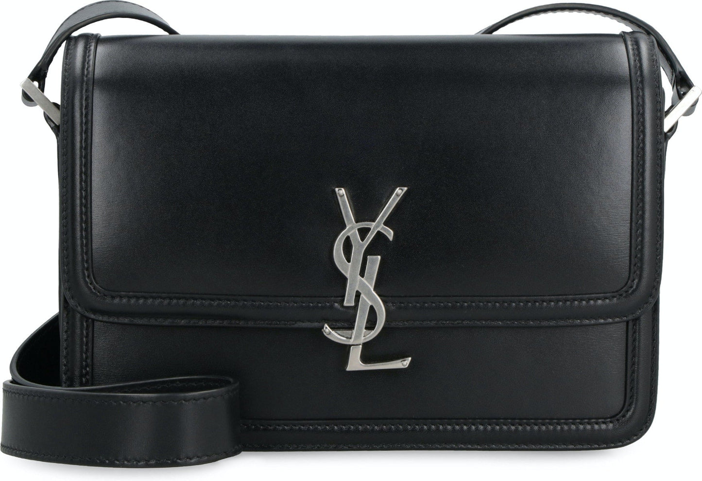 Luxury Saint Laurent Trending 2025 Men's Solferino Logo Plaque Shoulder Bag in Nero | 7110390SX0E1000