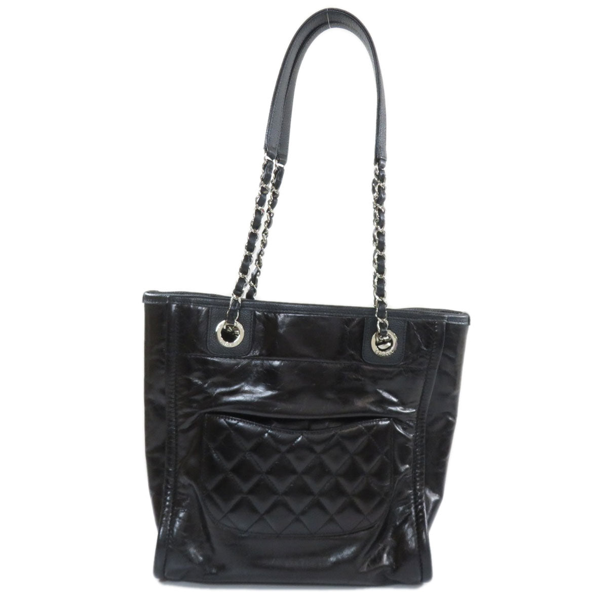 Chanel Deauville Silver Metal Fittings Tote Bag Leather