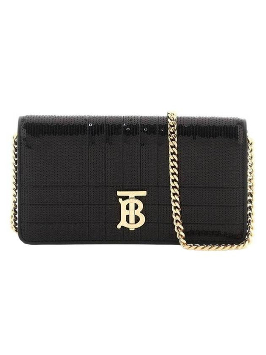 Luxury Burberry WoMen's Lola Sequin Chain Shoulder Bag Black