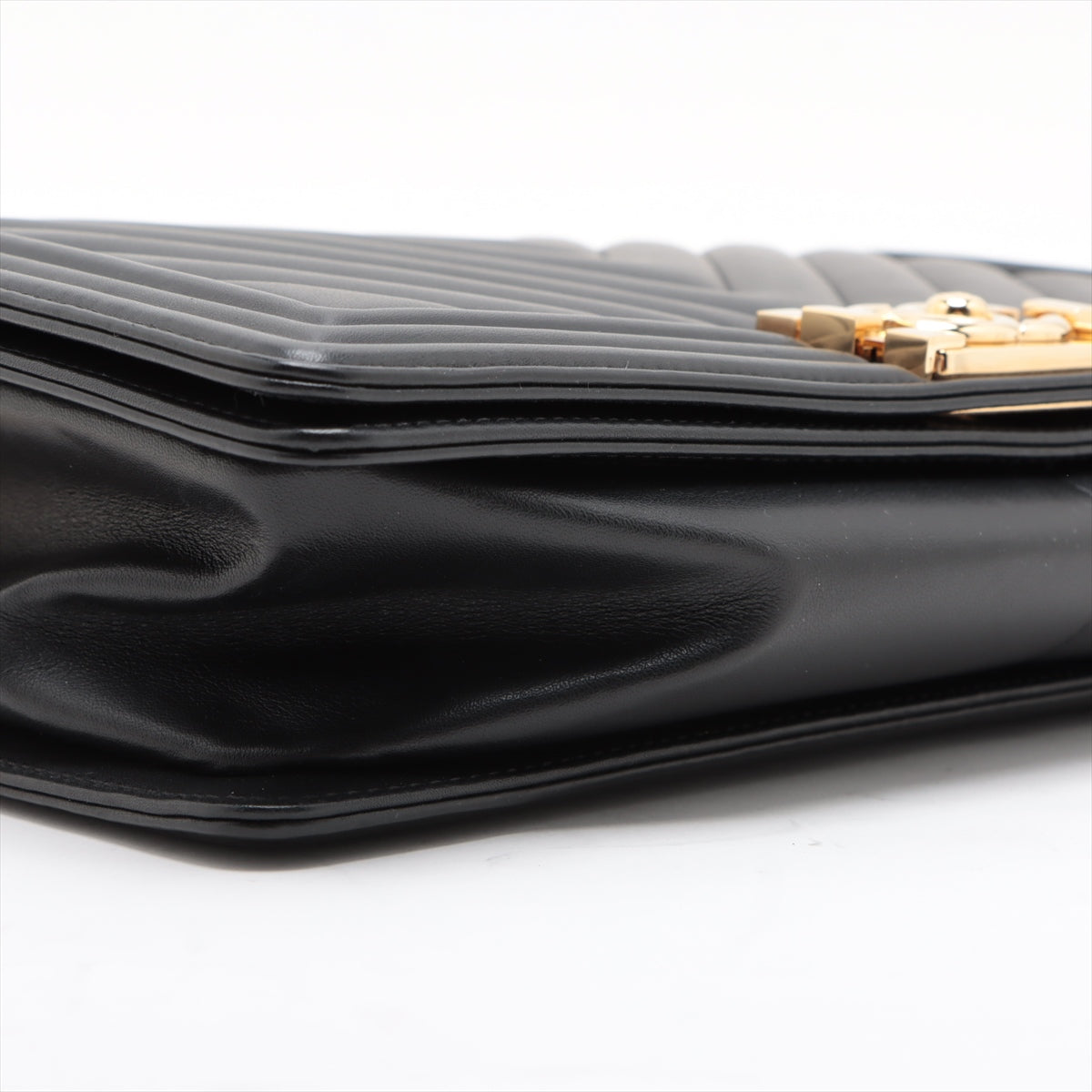 Chanel Boy Chanel 28   Chain Shoulder Bag Black Gold  28th A92193