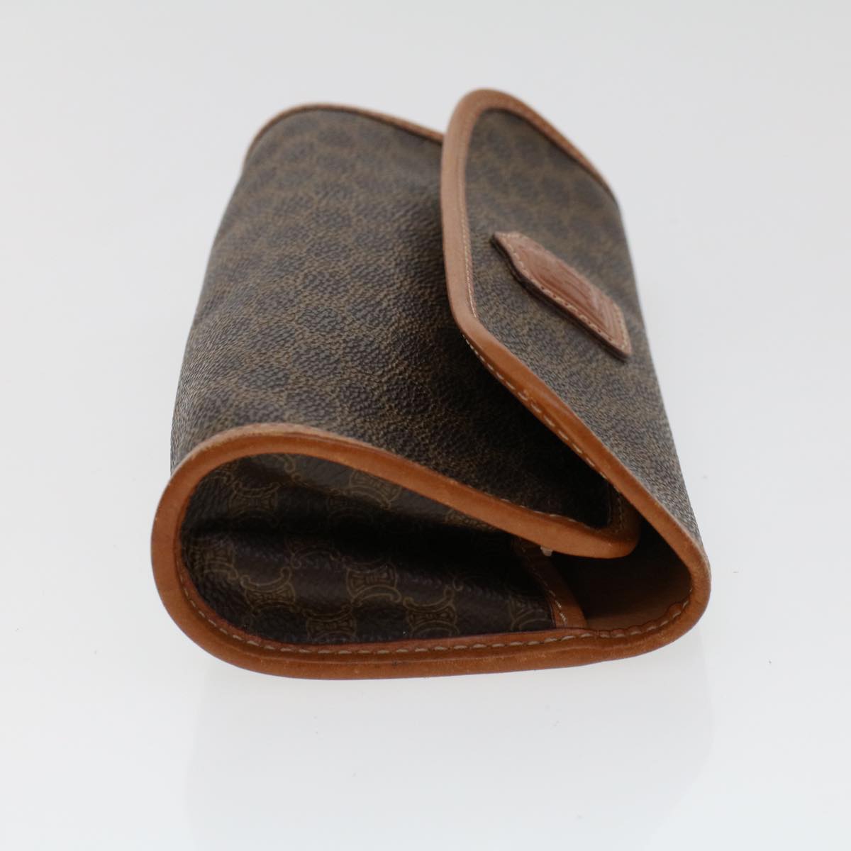 Luxury CELINE Macadam Canvas Pouch PVC Leather Brown  45910